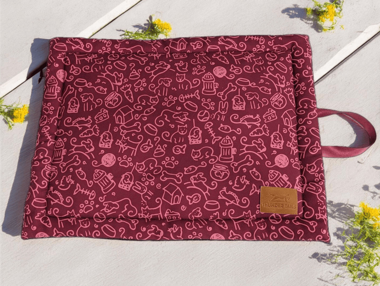 Thunder Tails 5-More-Minutes Dog Mats- Burgundy Doodle Print - Thunder Tails