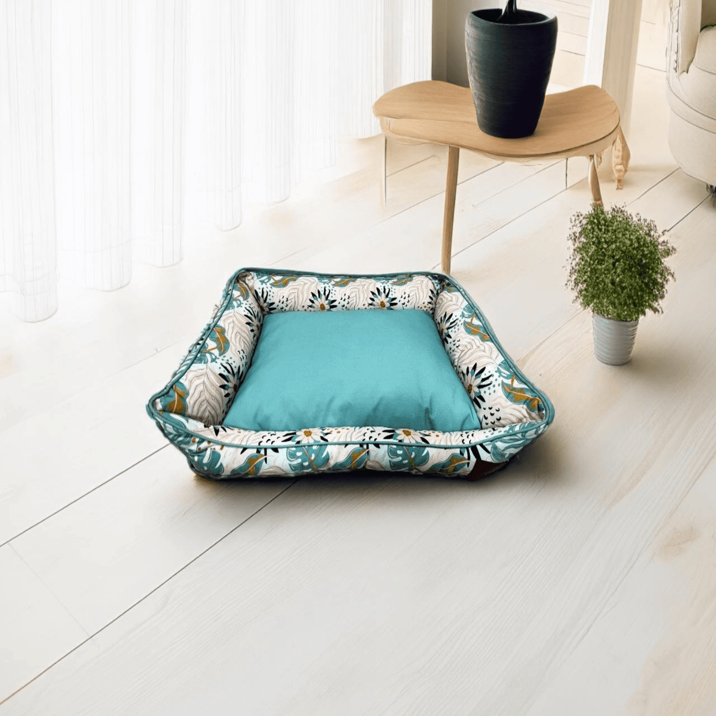 Thunder Tails Bloom Valley Lounger Dog Beds- Teal and Baby Pink - Thunder Tails