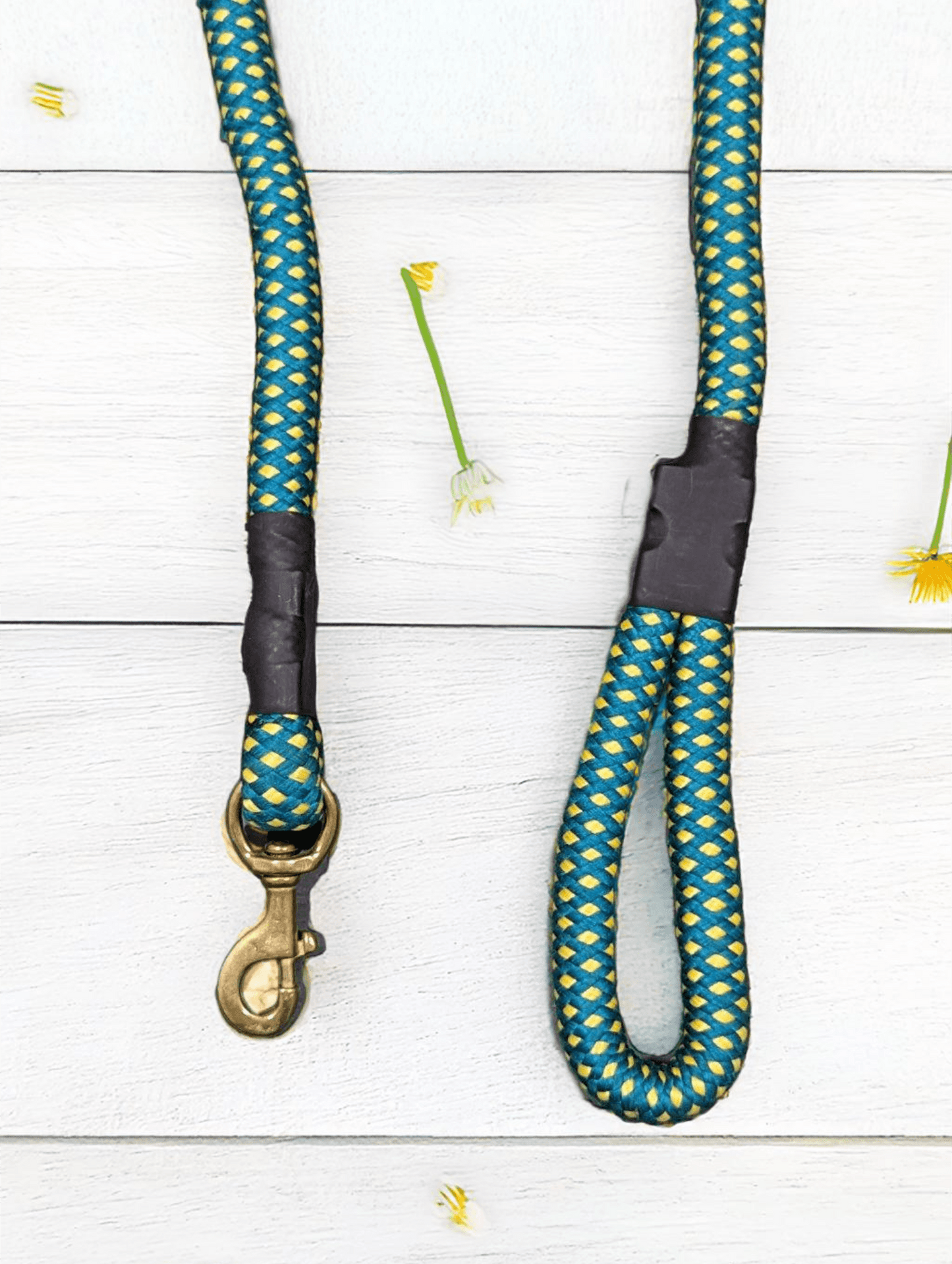 Thunder Tails Classic Rope Leash XL- Teal/Yellow - Thunder Tails