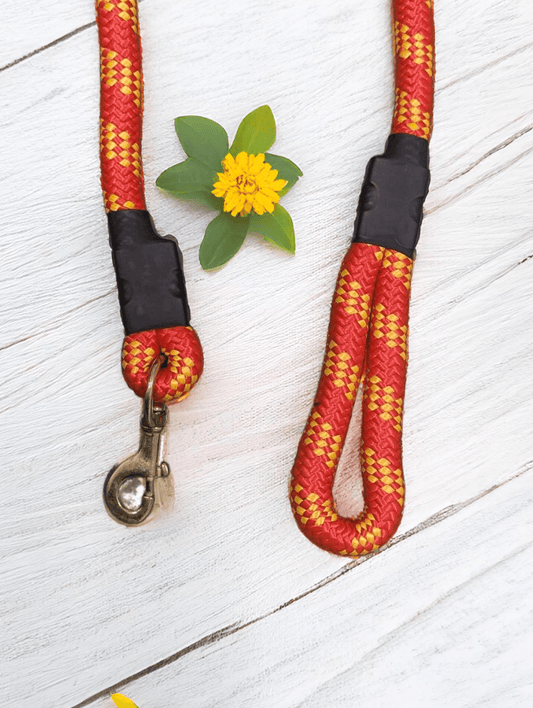 Thunder Tails Classic Rope Leash XL- Red/Yellow - Thunder Tails