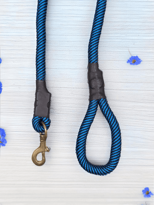 Thunder Tails Classic Rope Leash L- Blue/Black - Thunder Tails