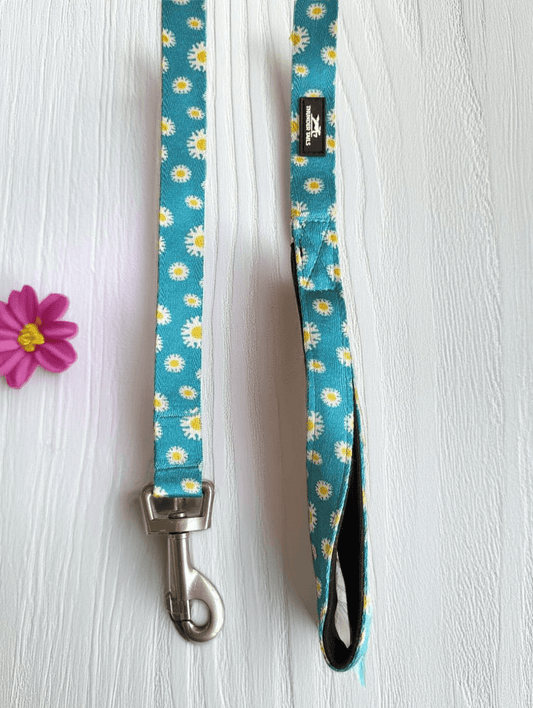 Thunder Tails Elite Nylon Printed Leash- Teal Floral - Thunder Tails