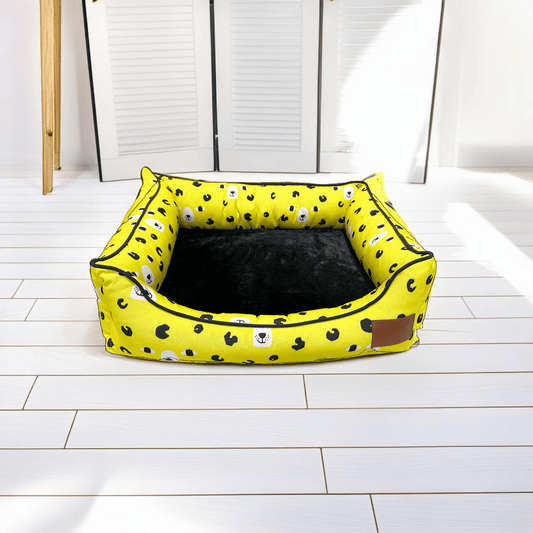 Thunder Tails Furry Face Lounger Dog Beds- Yellow Dog Face - Thunder Tails