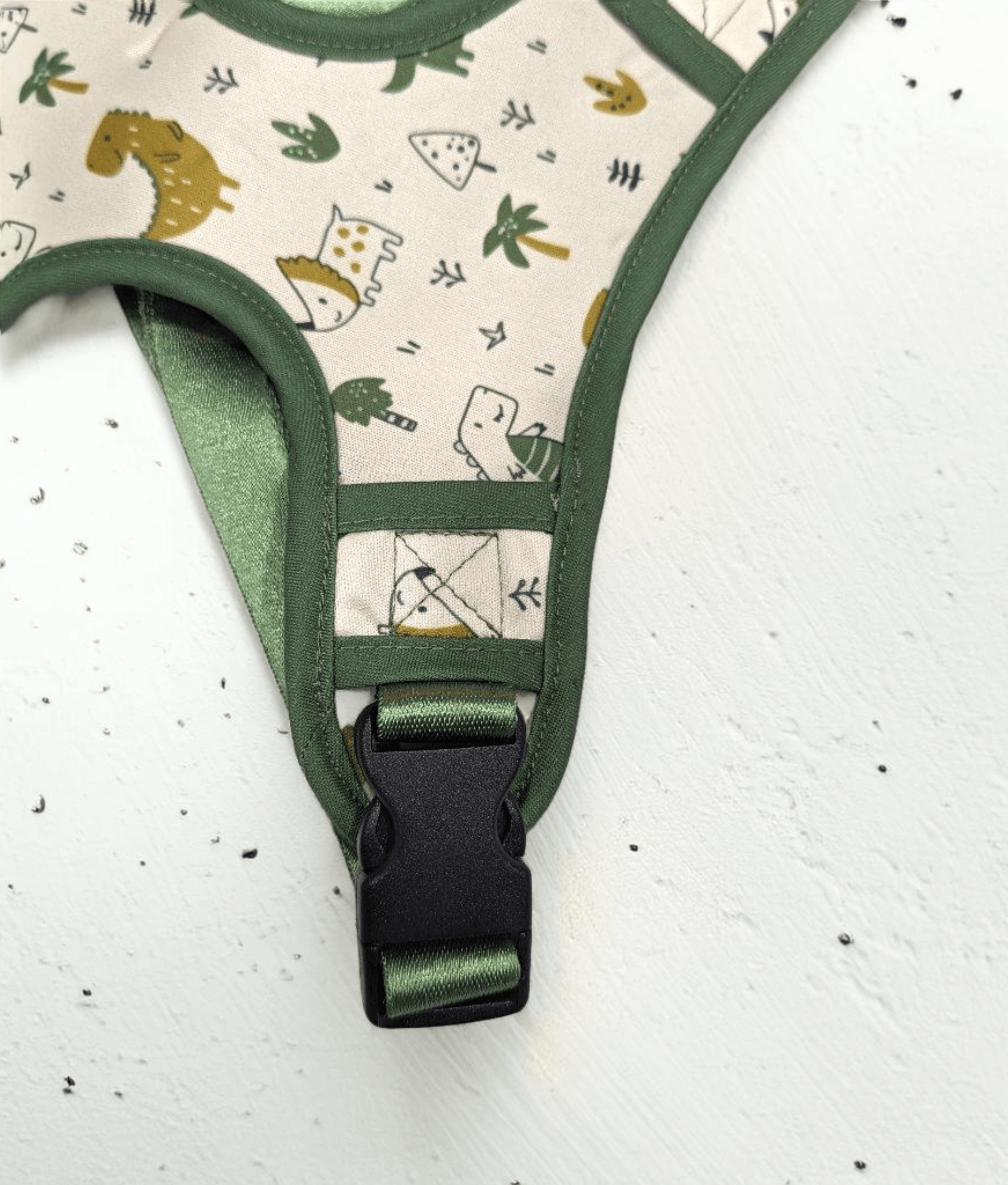 Thunder Tails Jungle Joy Neoprene Harness- Green Dinosaur Print - Thunder Tails