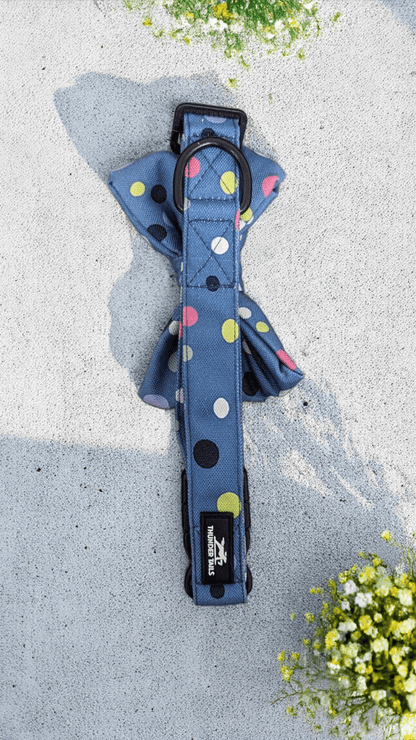 Thunder Tails Spring Buddy Fabric collars with bow tie- Multi Color Polka - Thunder Tails