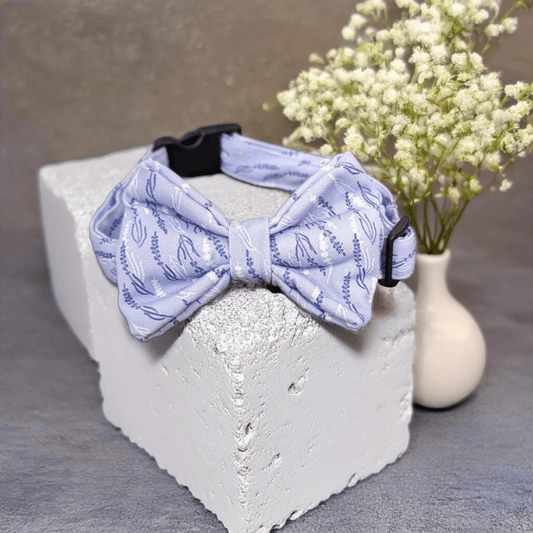 Thunder Tails Spring Buddy Fabric collars with bow tie- Lilac Floral - Thunder Tails